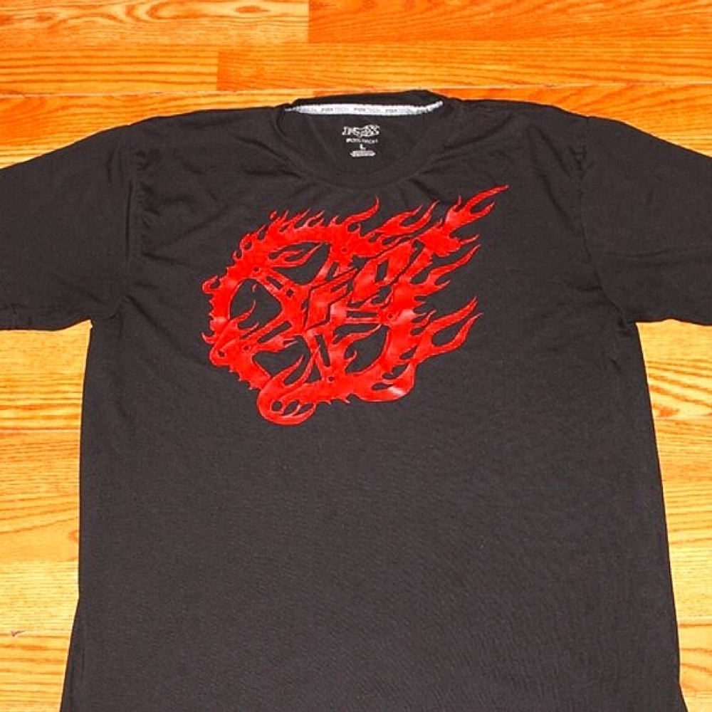 Fox T Shirt Tee Performance Tee *Scarce* Black & Red Logo L (Moto Style)